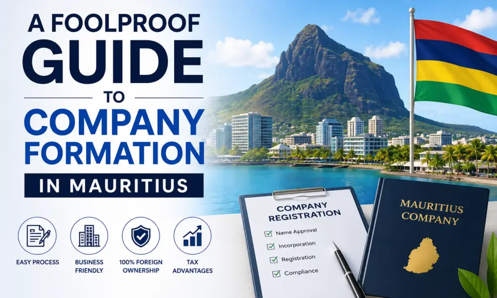 A Foolproof Guide to Company Formation in Mauritius with business registration checklist and Mauritius skyline