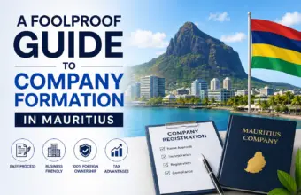 A Foolproof Guide to Company Formation in Mauritius with business registration checklist and Mauritius skyline